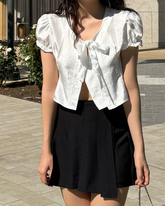 Ribbon Cropped Blouse